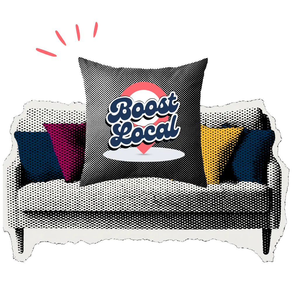 Boost Local booth sofa illustration