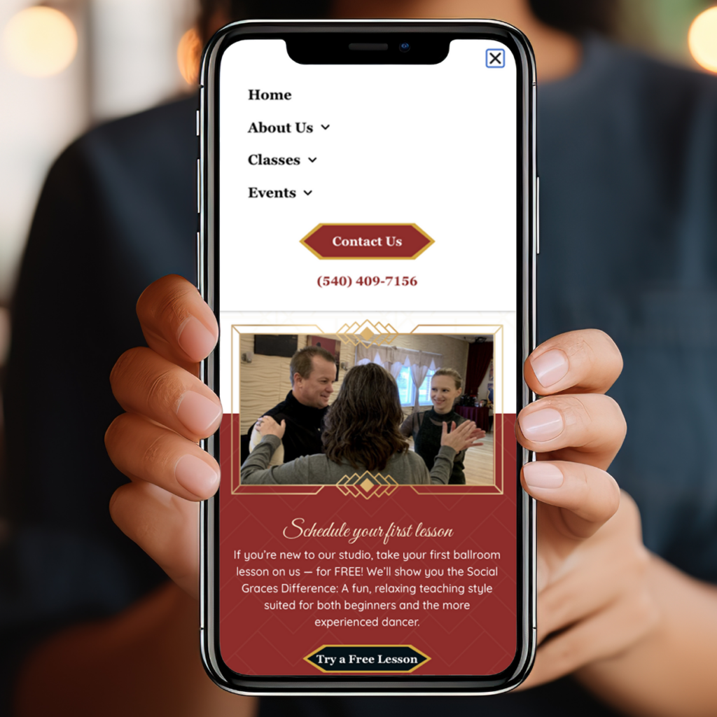 dance studio website design boost local - phone