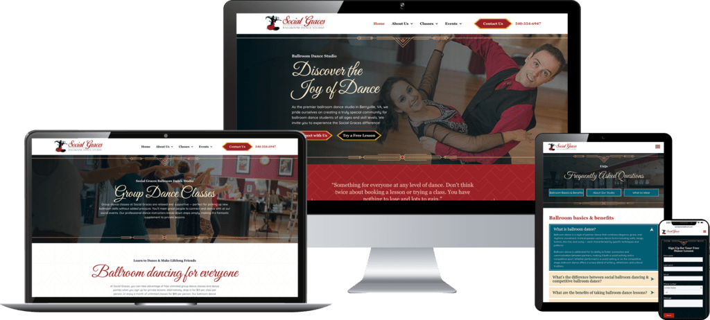 social graces ballroom dance studio - dance studio web design - responsive web design