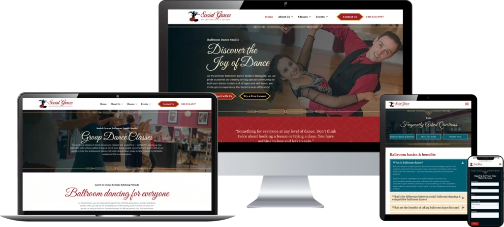 social graces ballroom dance studio - dance studio web design - responsive web design