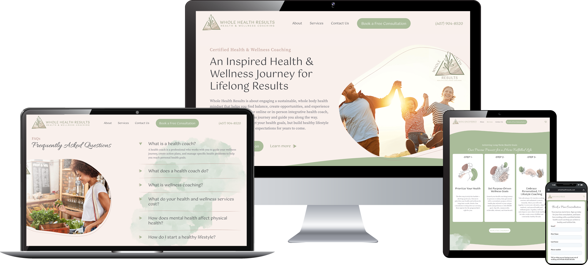 whole health results - health coach web design - responsive web design