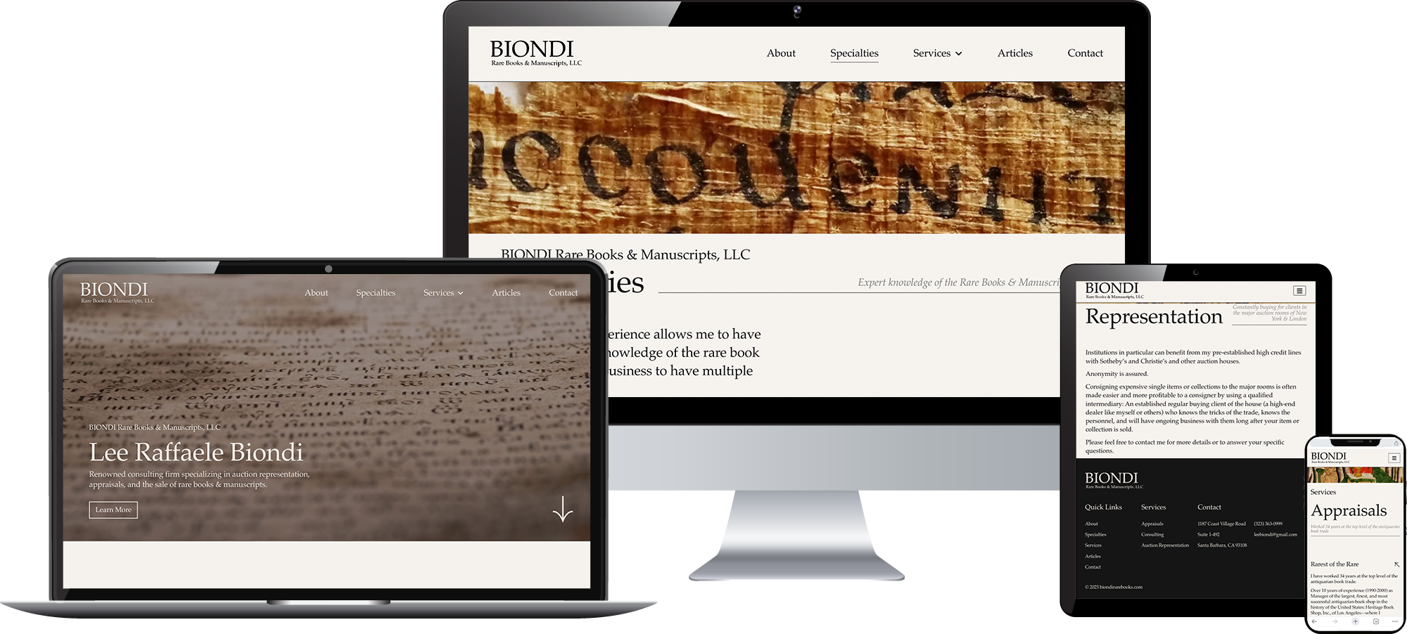 biondi rare books & manuscripts web design - boost local small business marketing agency