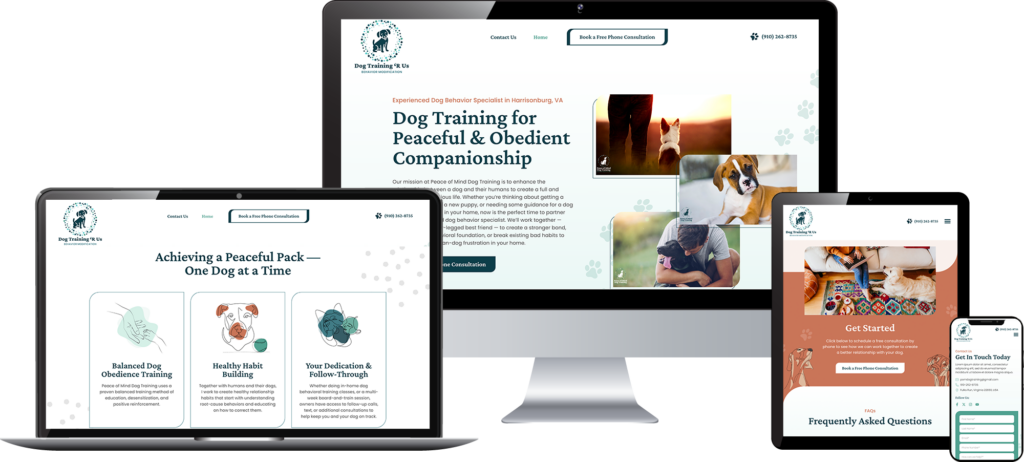 peace of mind dog training - website design - boost local small business marketing agency