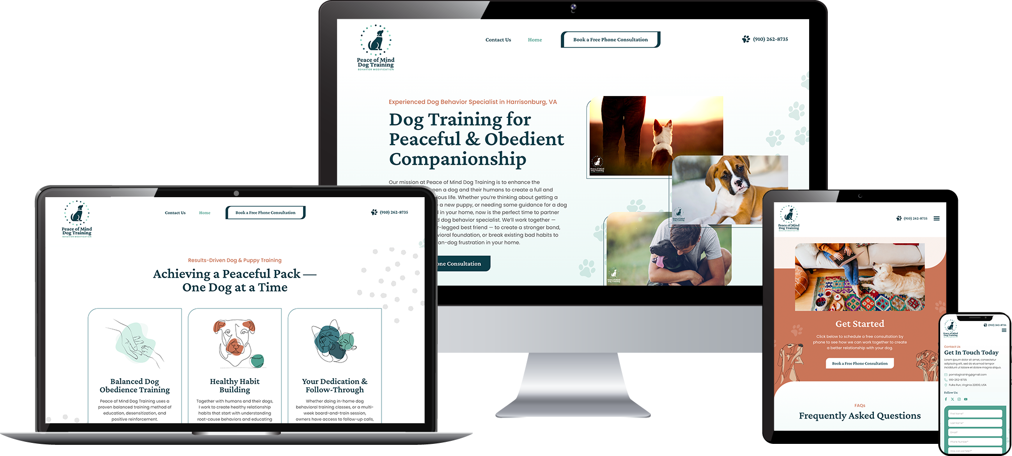 peace of mind dog training - website design - boost local small business marketing agency