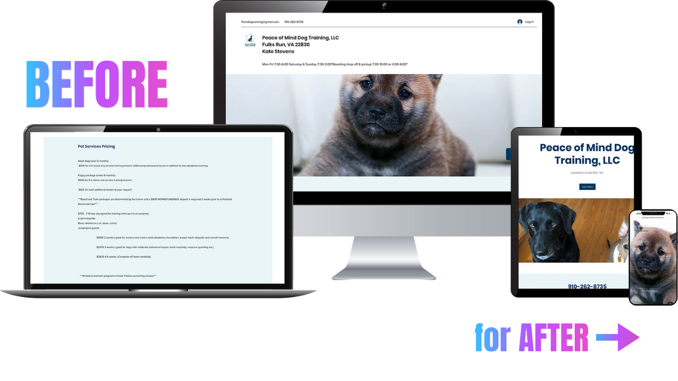 peace of mind dog training - website design - boost local small business marketing agency