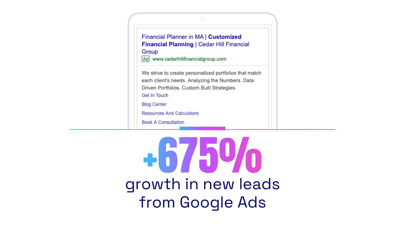 cedar hill financial group - financial services marketing - google ads management - boost local small business marketing agency