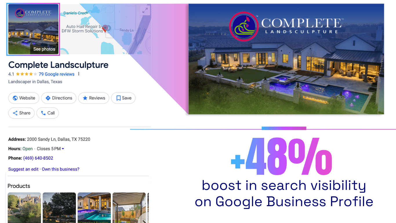 complete landsculpture - google business profile - construction marketing - home services marketing