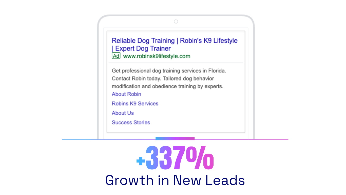 robin's k9 lifestyle - dog trainer marketing - google ads